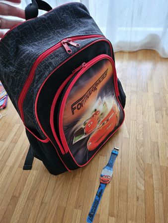 Lightning McQueen Rucksack und Uhr