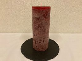 Kerze Dunkel-rot Raureif, ca. 10 x 25 cm, 1,65 Kilo