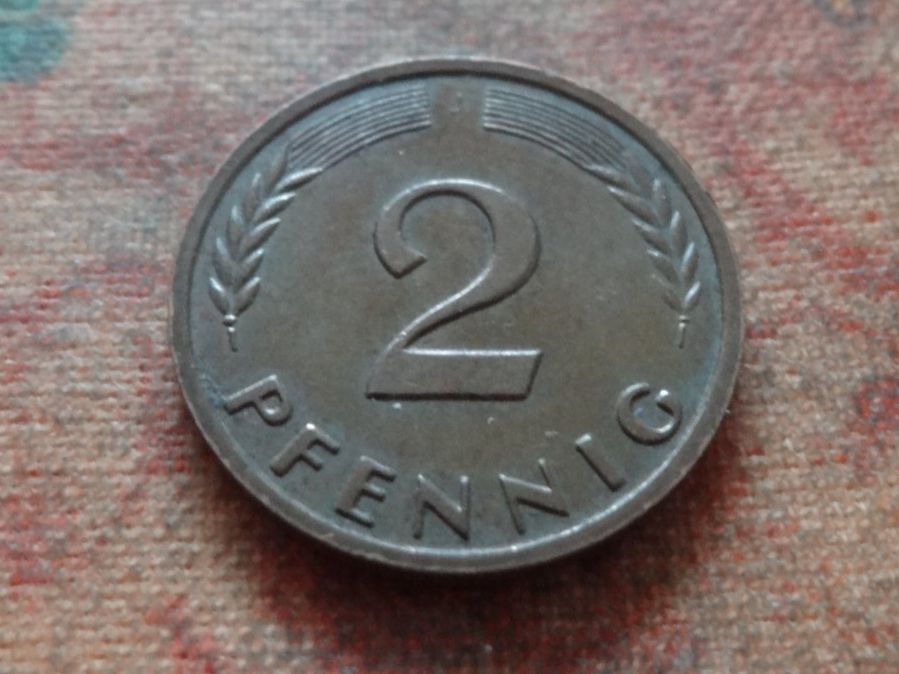 Tutti le monete: DEUTSCHLAND 2 Pfennig 1959 – Usato da Romanel-sur-Lausanne venduto da Swift13 1
