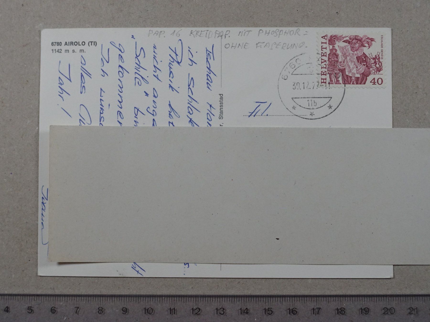 Cartoline postali: Airolo TI, 1977 – Usato da Lenzburg venduto da fh1 1