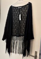 Caftan Mango schwarz Spitze Fransen