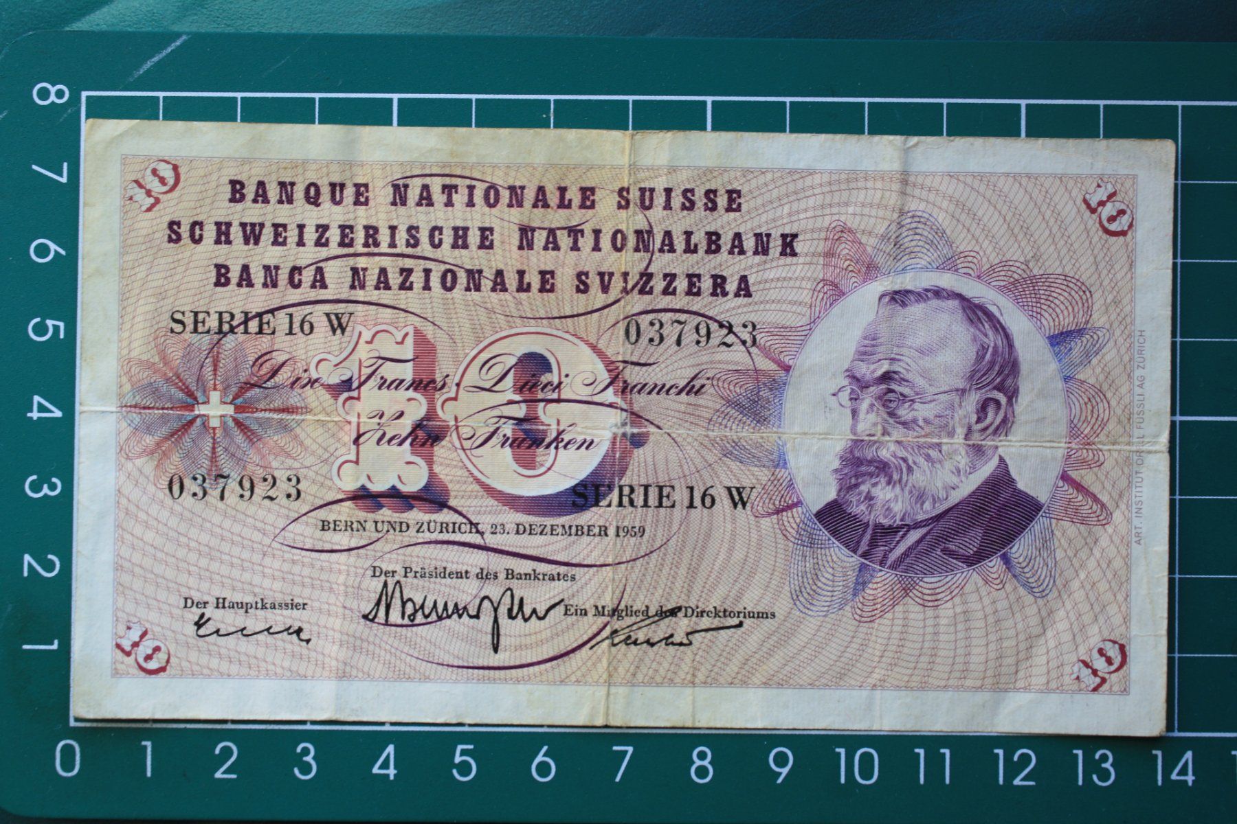 Banknoten: gottfried keller banknote 10 franken 1959 – Gebraucht aus Laupen BE von Gufi57