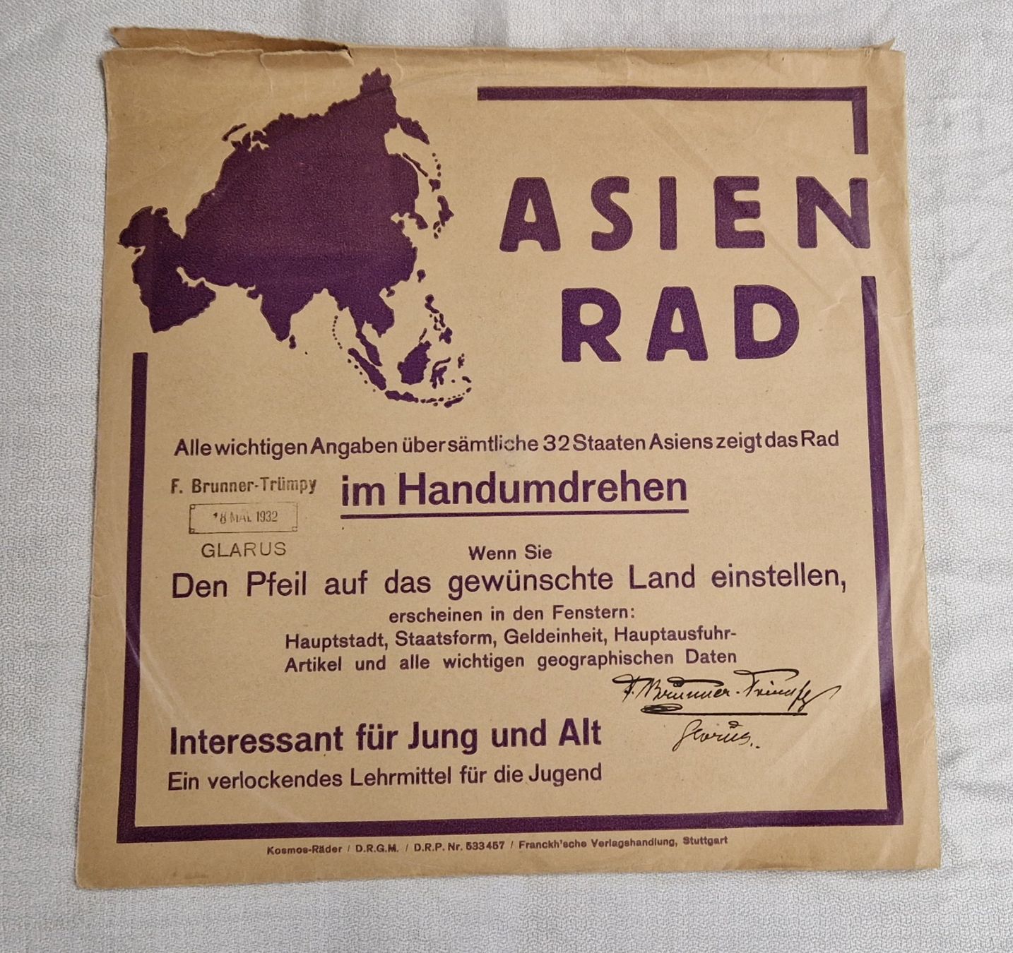 Documenti: ASIEN RAD AUS KARTON 1932 – Usato da Bilten venduto da Mic2022
