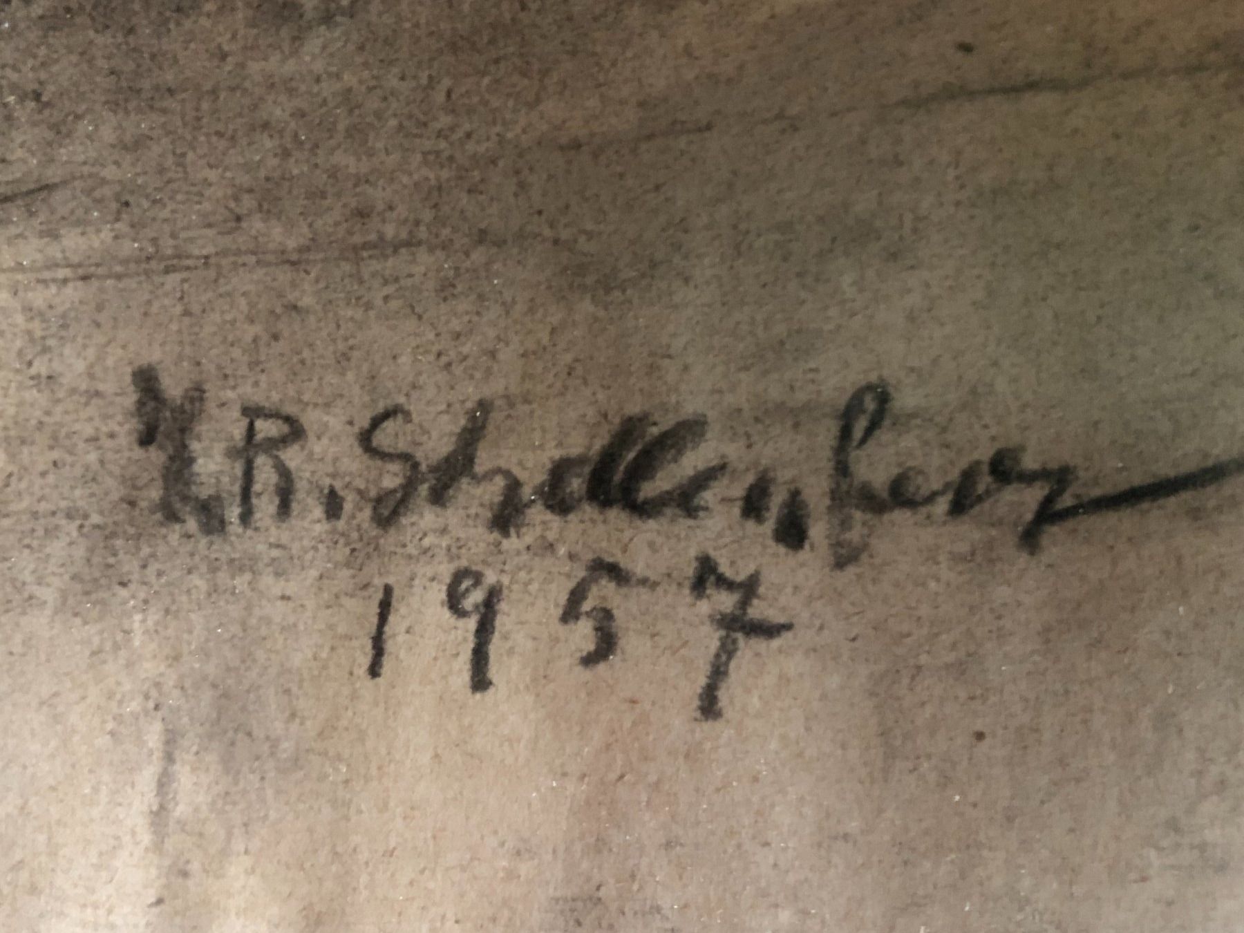 Leinwände & Keilrahmen: Tableau signé Schellenberg 1957 dessin d 'un chat 63/55 env. – Gebraucht aus Poliez-Le-Grand von Japi0 2