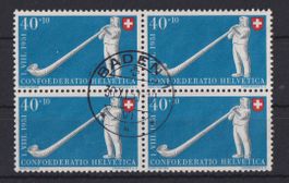 Pro Patria 1951: 4erblock 40 Rp. Alphornblasen