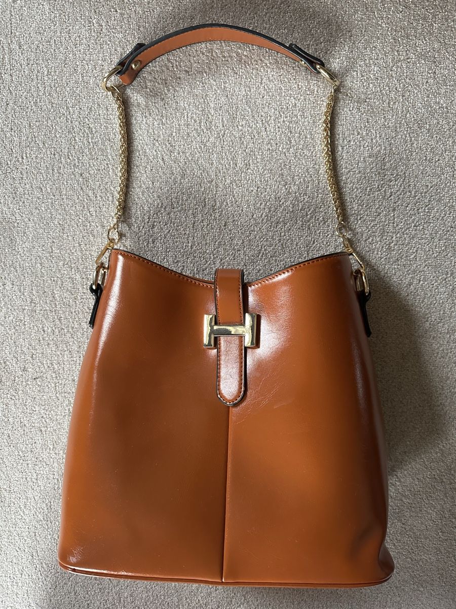 Borse da donna: Schultertasche, hellbraun, mit gold, neu – Nuovo (secondo la descrizione) da Zollikon venduto da into-the-west 1
