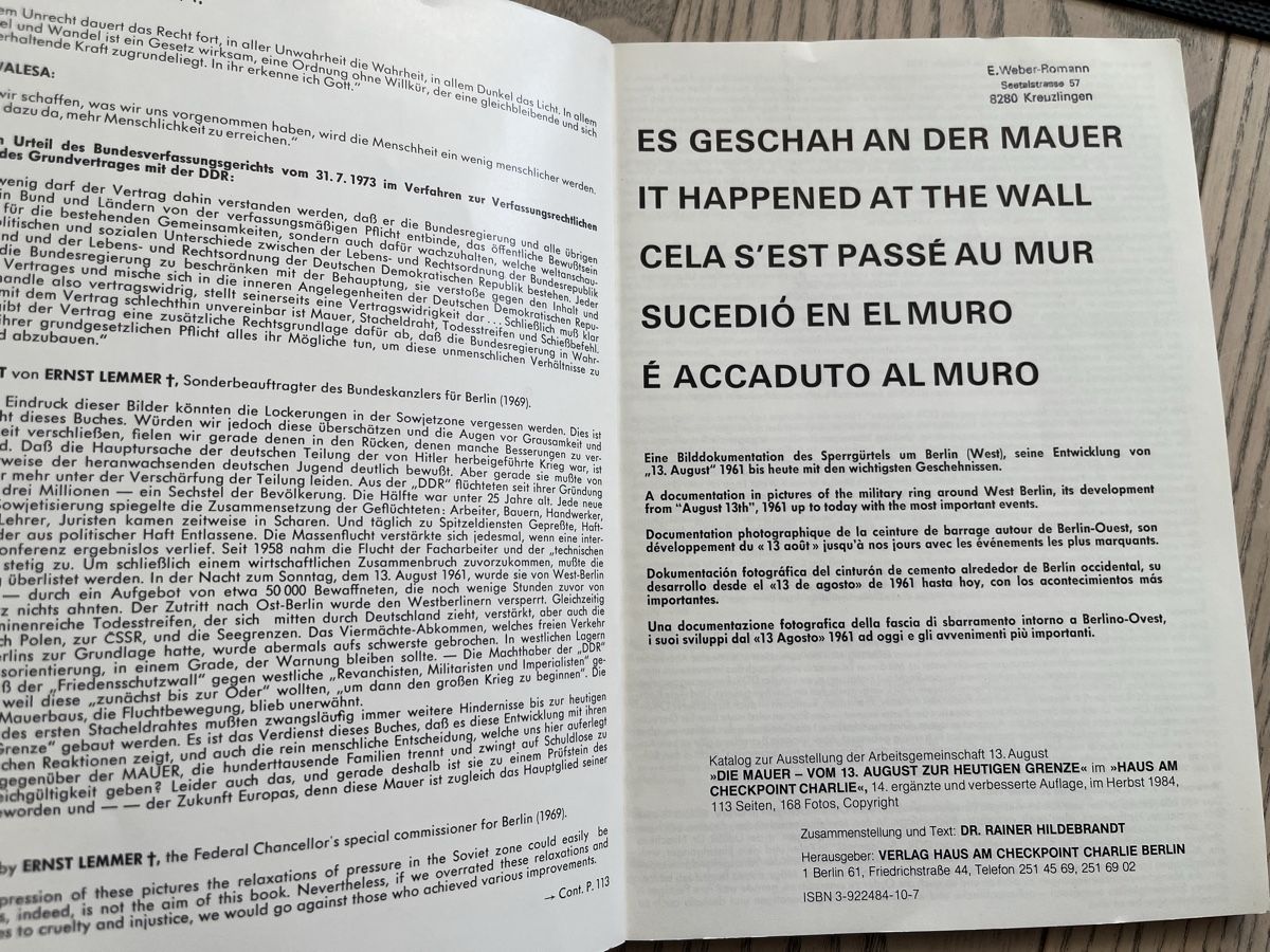 Libri: Es geschah an der Berliner Mauer – Usato da Romanshorn venduto da Apfelschuss 1