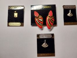 Echtsilber Modeschmuck Set, Vintage Ohrclips & Anhänger! ...