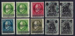Saargebiet und Aufdruck Sarre 1920/21 gest.