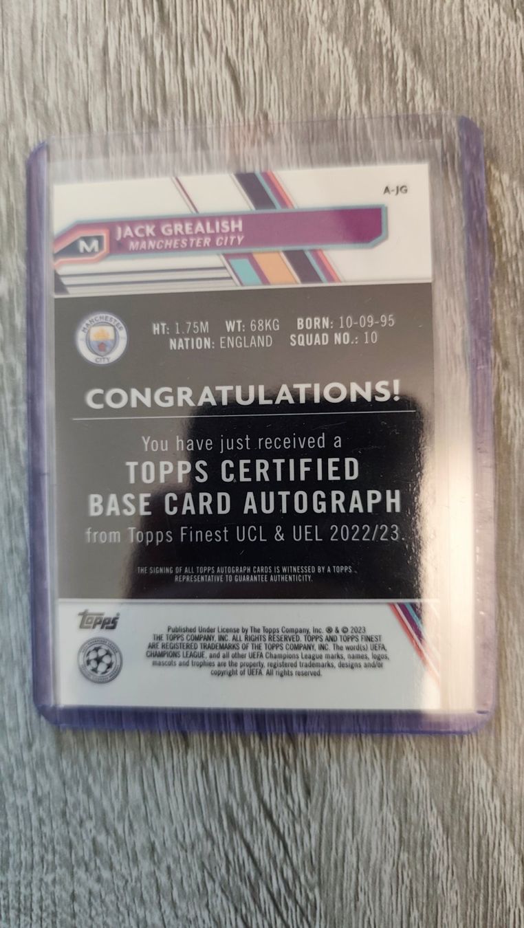 Topps Carte collezionabili: Topps Finest 22/23 Jack Grealish /150 mit Autogramm – Usato da St. Gallen venduto da RudyundFloydCards 1