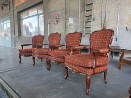 4 Fauteuils tissu et bois de rose Vietnam 🇻🇳 