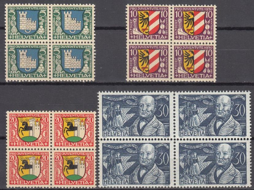 Alle Briefmarken: SBK J53 - J56 im 4er-Block postfrisch – Gebraucht aus Bürglen TG von StampGraf