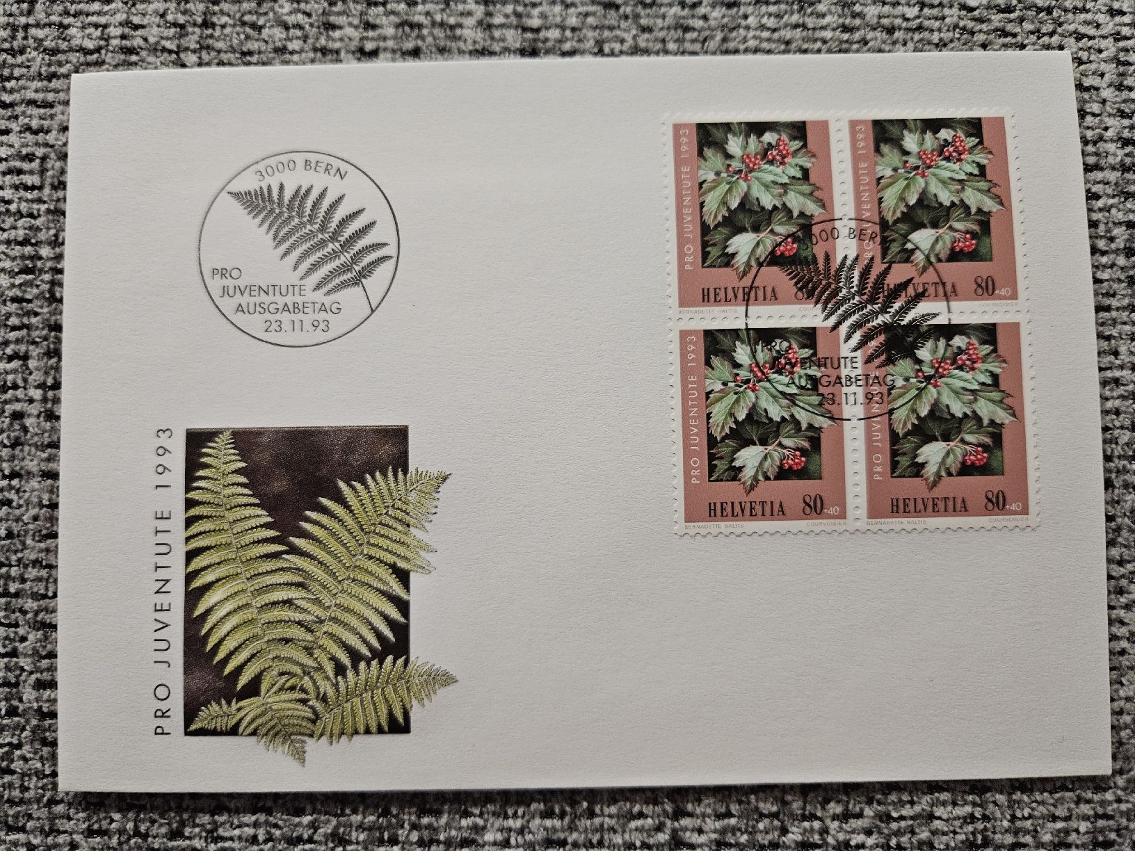 Tutti i francobolli: Pro Juventute 4 Briefmarke mit 4 Couvert – Nuovo e nell'imballaggio originale da Chur venduto da Kohla1980 4