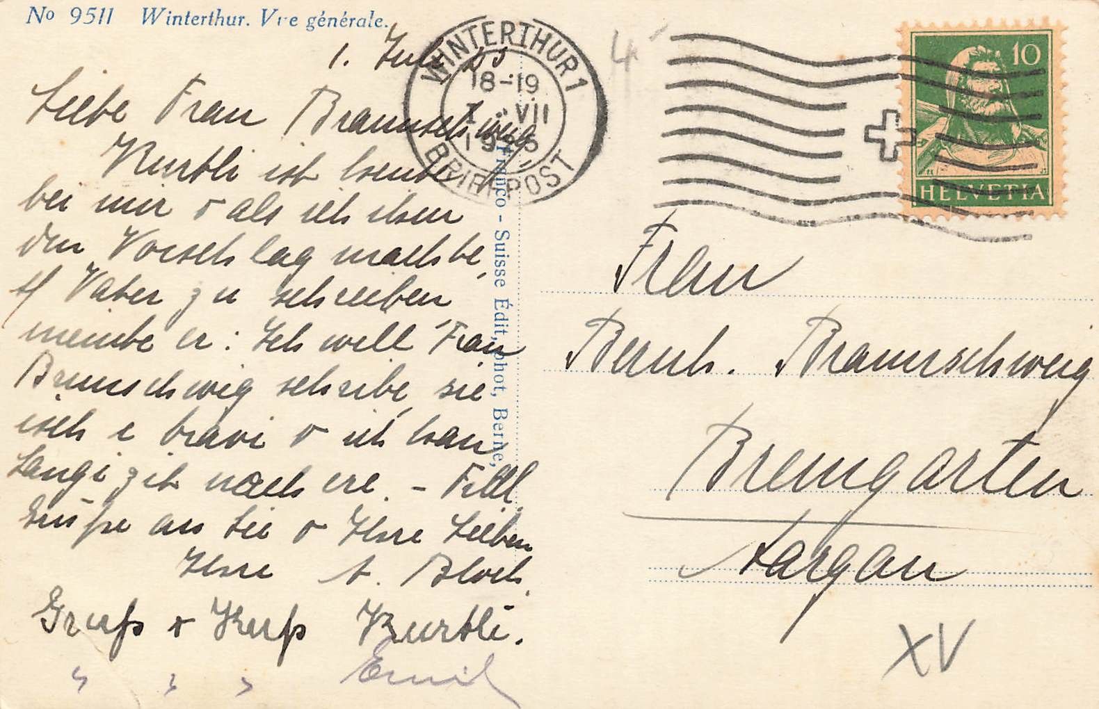 Cartoline postali: Winterthur – Usato da Biasca venduto da Blenio71 1