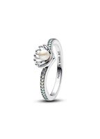 Pandora Muschel Ring mit Perle, Sterling Silber, Gr. 52