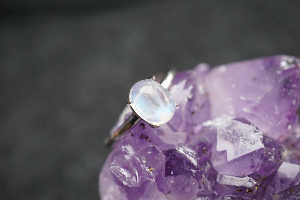 Krfy Opal Ring Silber 925 - Verstellbarer Mondstein Ring Für Frauen
