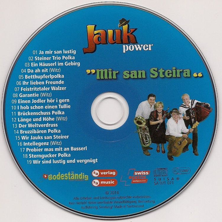 CD: CD Jauk Power - Mir san Steira - Steirische Volksmusik – Nuovo (secondo la descrizione) da Wuerenlos venduto da Zoechi 2