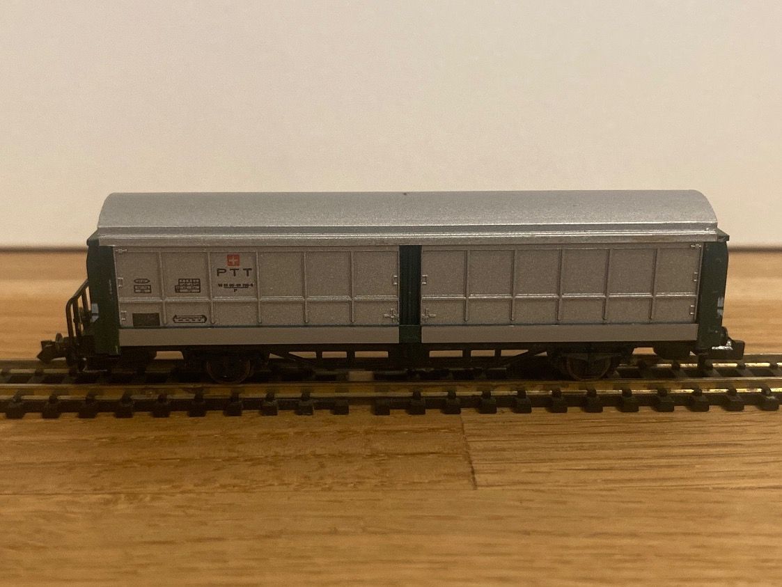 Fleischmann Modellini di ferrovie: Fleischmann 8336 SBB Schiebewandwagen "PTT" – Nuovo (secondo la descrizione) da Schlierbach venduto da Look8