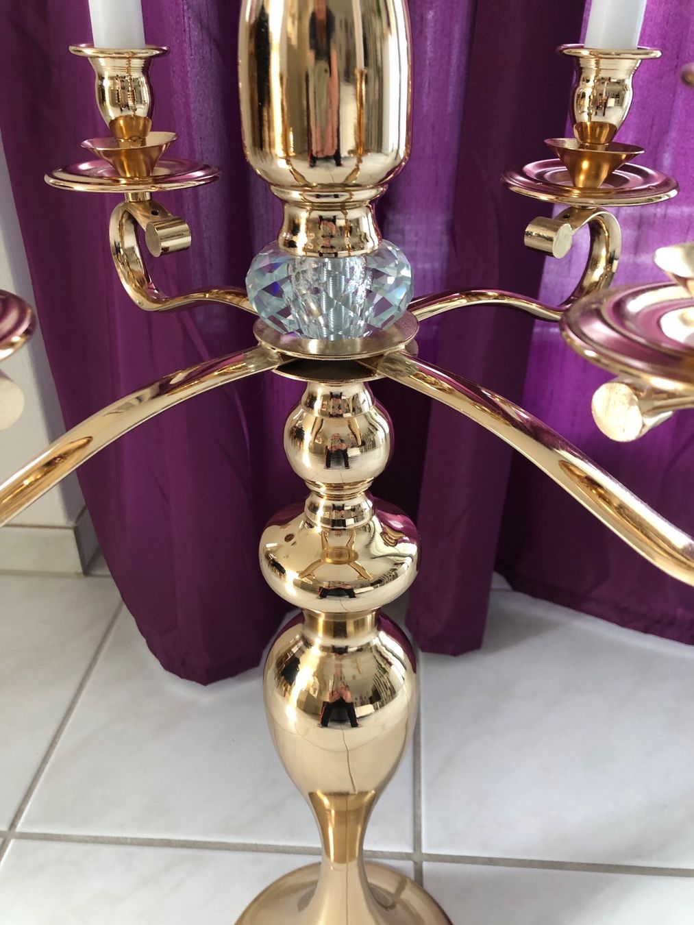 Portacandele: Kerzenständer, goldfarbig, 5 Kerzen – Usato da Hittnau venduto da JD-OE 1