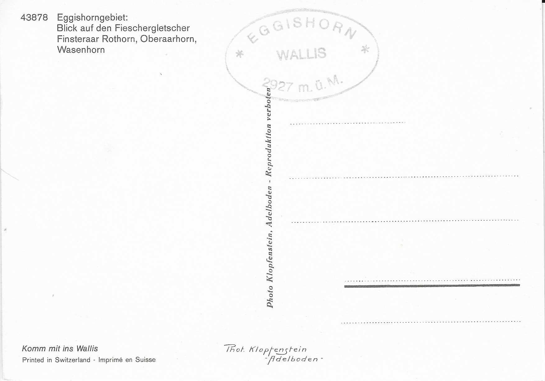 Ansichtskarten: Eggishorngebiet VS – Neu (gemäss Beschreibung) aus Rothrist von Stranglehold 1