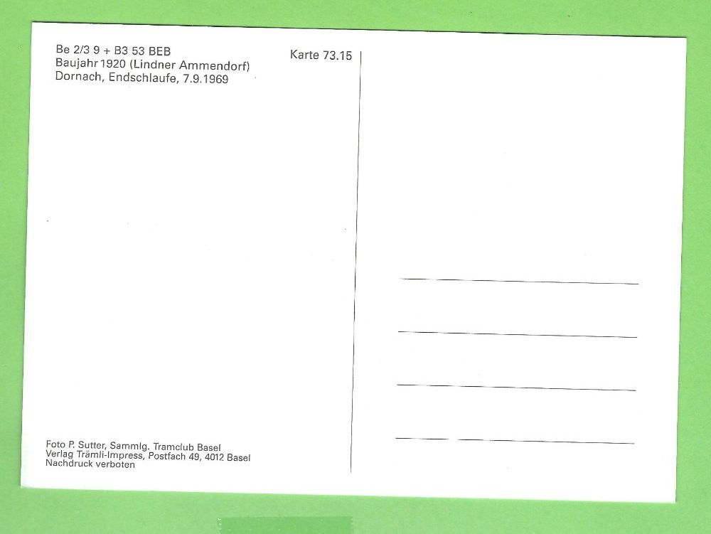 Cartoline postali: Birseckbahn Basel (BEB) – Usato da Zürich venduto da t24_de 1