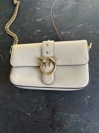 Umhängetasche PINKO Leder Beige mit Kette, wie neu