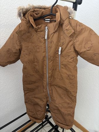 Baby Schneeanzug braun mit Bärenmuster Grösse 80 neu