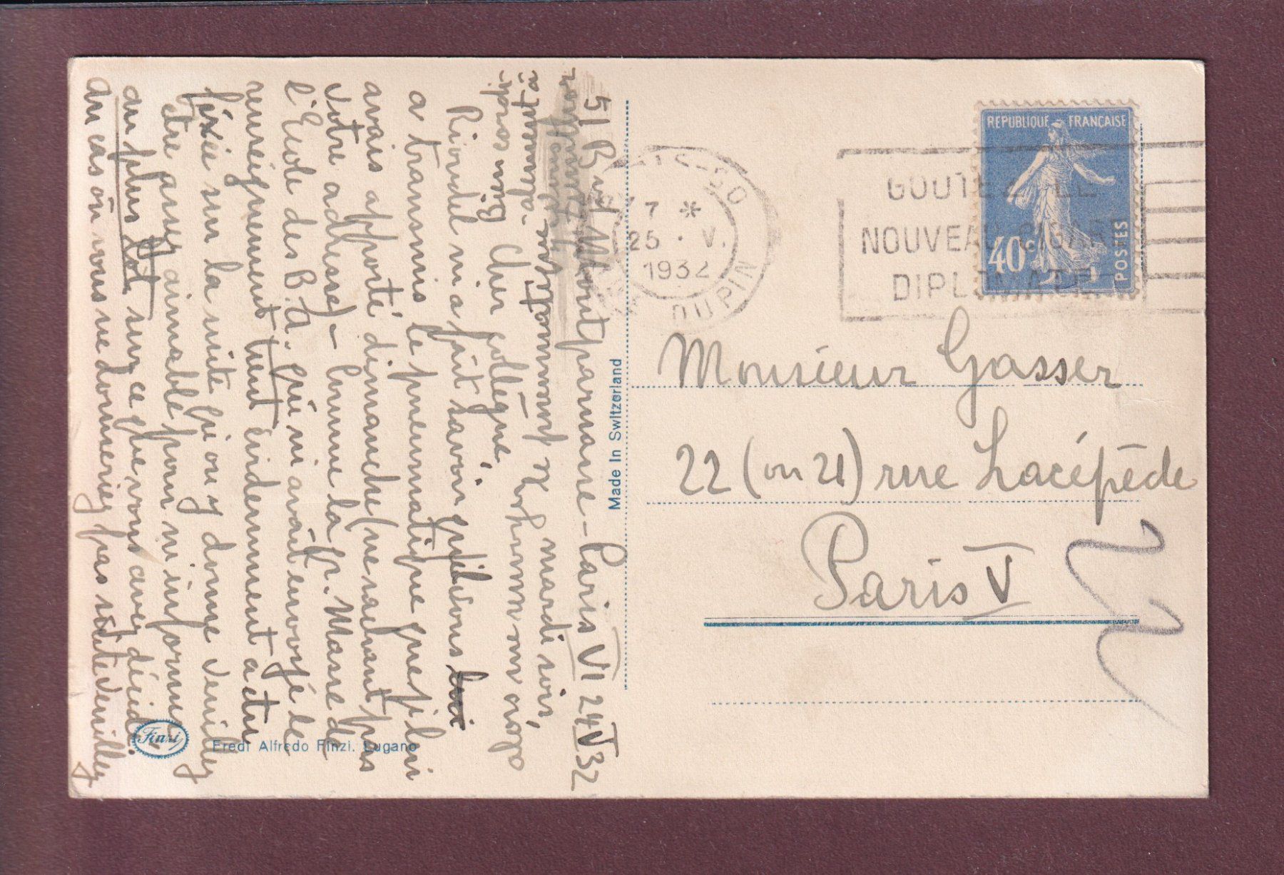 Cartoline postali: BELLINZONA - Municipio - 1932 – Usato da Pully venduto da nicecards 1