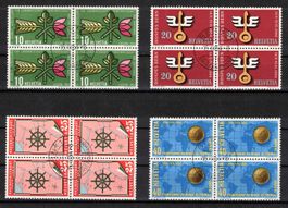 1954 Serie Werbemarken in 4er-Blocks mit ET-ʘ