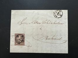 Strubel 22Ga auf Brief, Bischoffzell mit Attest Renggli(G65)