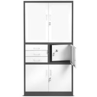 Aktenschrank mit Tresor - 185x90x40cm - Anthrazit/Weiss