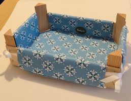 Holzkiste mit Stoffeinlage blau gemustert Handmade