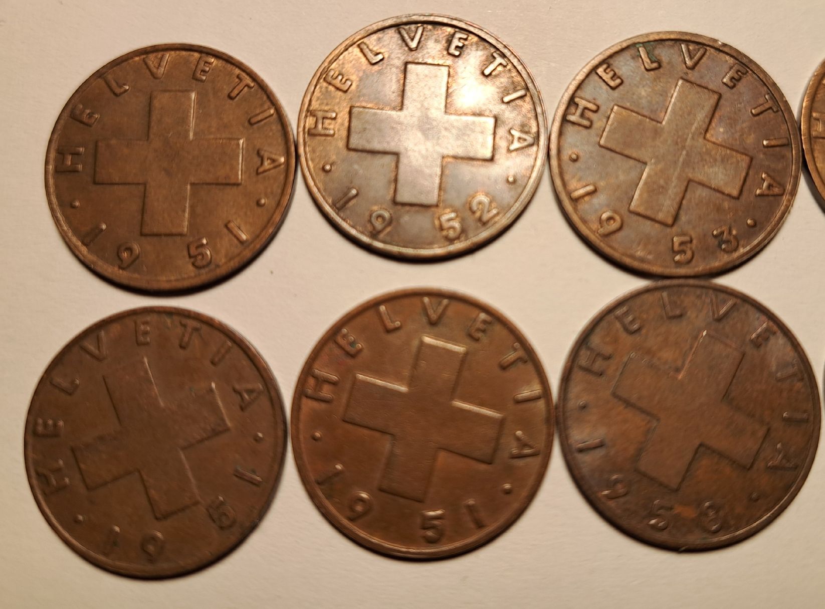 Alle Münzen: 2 centimes Suisse / lot de 10 pièces – Gebraucht aus St-Imier von supernova21 1