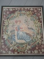 Grosse handgestickte Gobelin-Stickerei „Dame mit Einhorn"