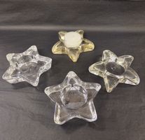 4 Teelichthalter Stern aus Glas transparenter Zustand