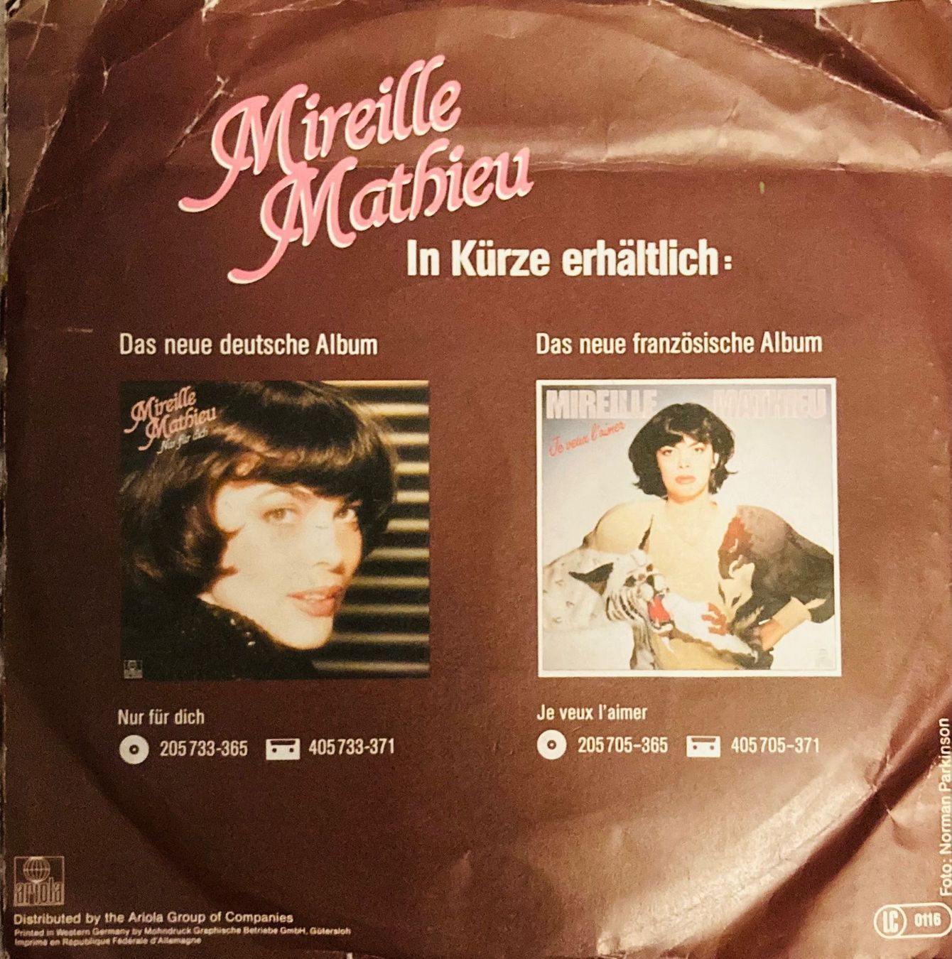 Dischi in vinile: Mireille Mathieu - Nur für dich – Usato da Horn venduto da enigma66 1