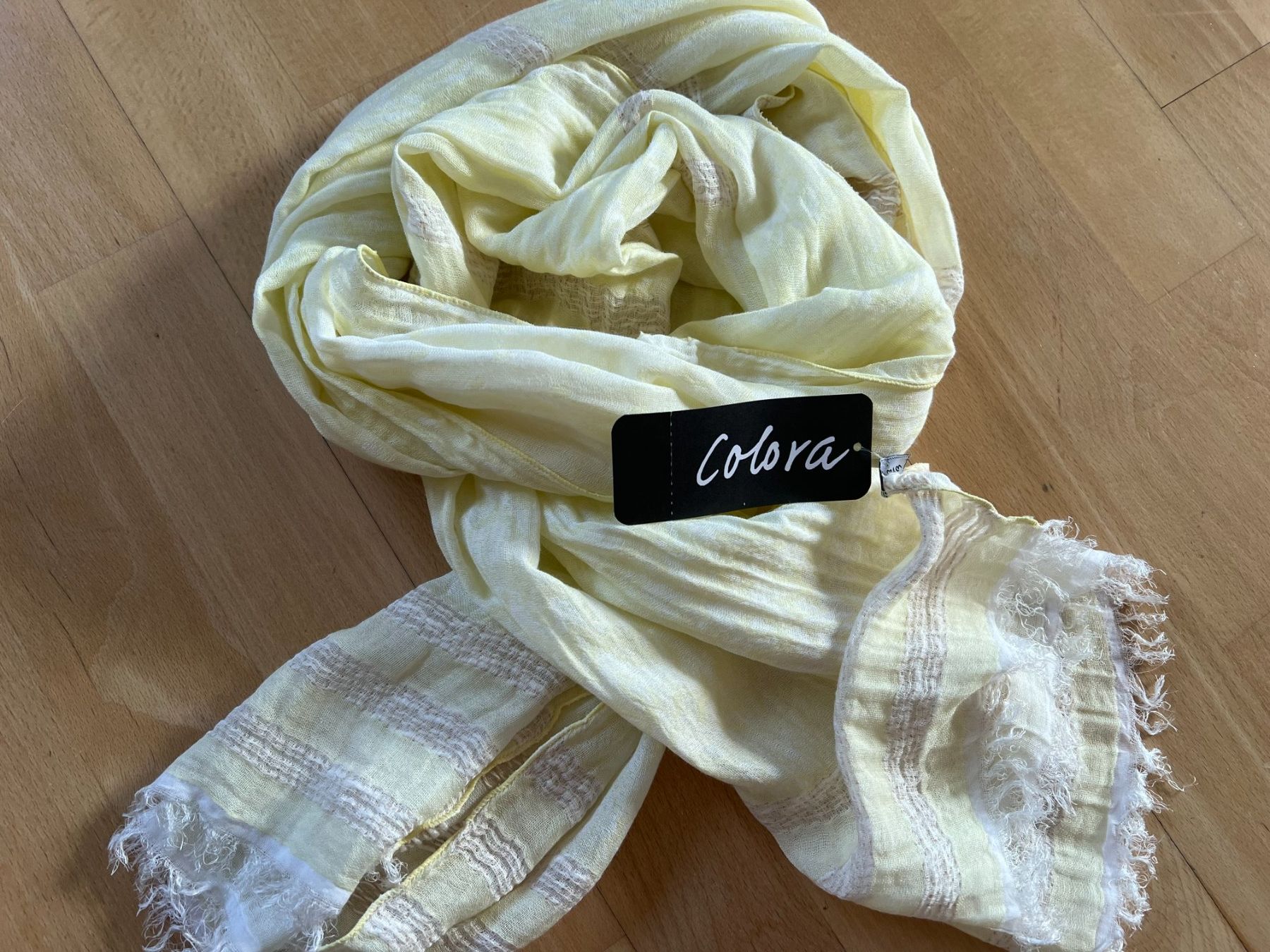 Colora Foulards, Tücher & Schals: Colora Schal, Baumwolle / Modal, Hellgelb, NEU – Neu und originalverpackt aus Worb von farben20zauber