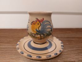 Keramik Eierbecher mit Hahn-Motiv, Vintage-Stil, Top!