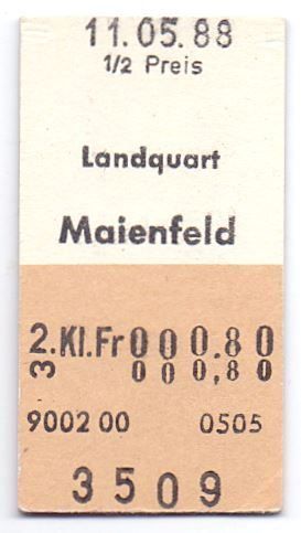 Biglietti: Billette Landquart - Maienfeld 1988 – Usato da Langenthal venduto da Sammlungs_aus