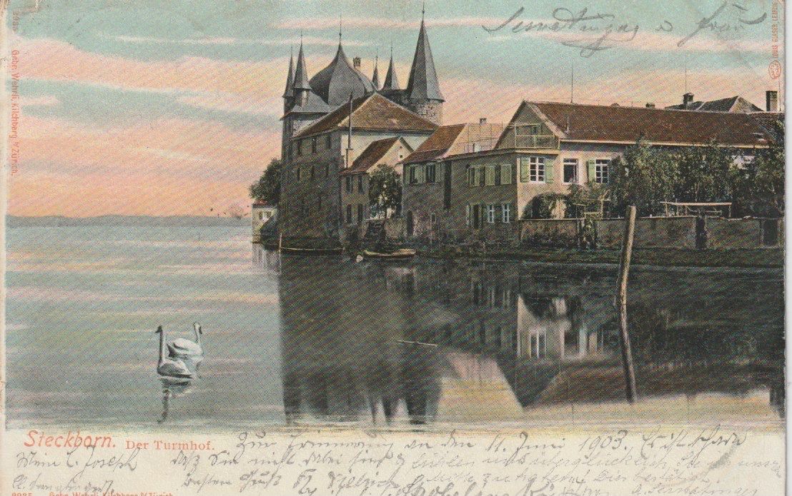 Cartoline postali: CH 202 Steckborn, Der Turmhof, 1903 – Usato da Freienbach venduto da Bhaltis