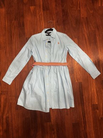 Polo Ralph Lauren Hemdblusenkleid Gr. 14 hellblau
