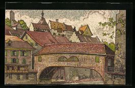 Künstler-AK Baden, Ortsansicht
