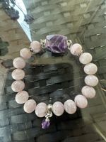 Elegantes Kunzit Armband mit Amethyst, 17 cm, Top!