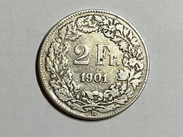 2 Franken 1901 Silber ..gut erhalten..rar..siehe Scan