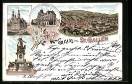 Litho St. Gallen, Unionbank, Stiftskirch