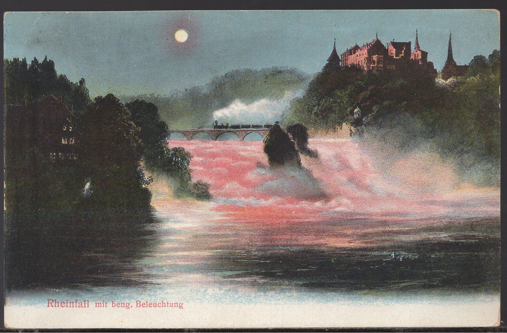 Cartoline postali: Rheinfall mit  beng. Beleuchtung  1917 – Usato da Aarau venduto da kufi44
