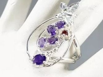 Anelli: Schmetterling Amethyst Silber Ring G60 Bague Argent Papillon – Nuovo (secondo la descrizione) da Prilly venduto da ilyria73 2