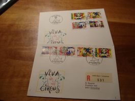 2 FDC 1992, VIVA CIRCUS, gelaufen + ungelaufen