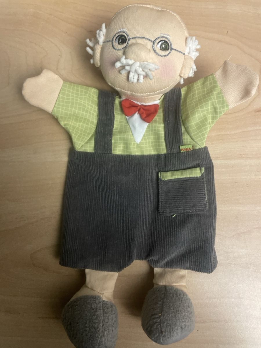 Haba Bambole: HABA Handpuppe Opa, Stoffpuppe, Neu, – Nuovo e nell'imballaggio originale da Obergerlafingen venduto da cabo4