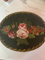 Rundes Holzschachtel mit Blumenmuster 15cm Durchmesser